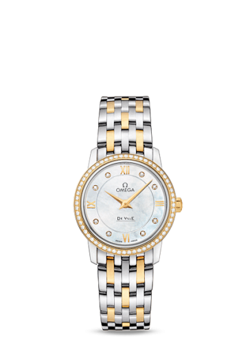 Omega De Ville Prestige Quartz 27.4 Stainless Steel / Yellow Gold / Diamond / Diamond MOP